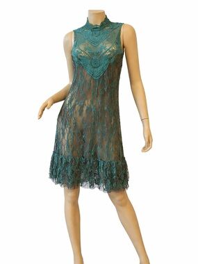 Altar'd State Teal Green Lace Maxi Dress